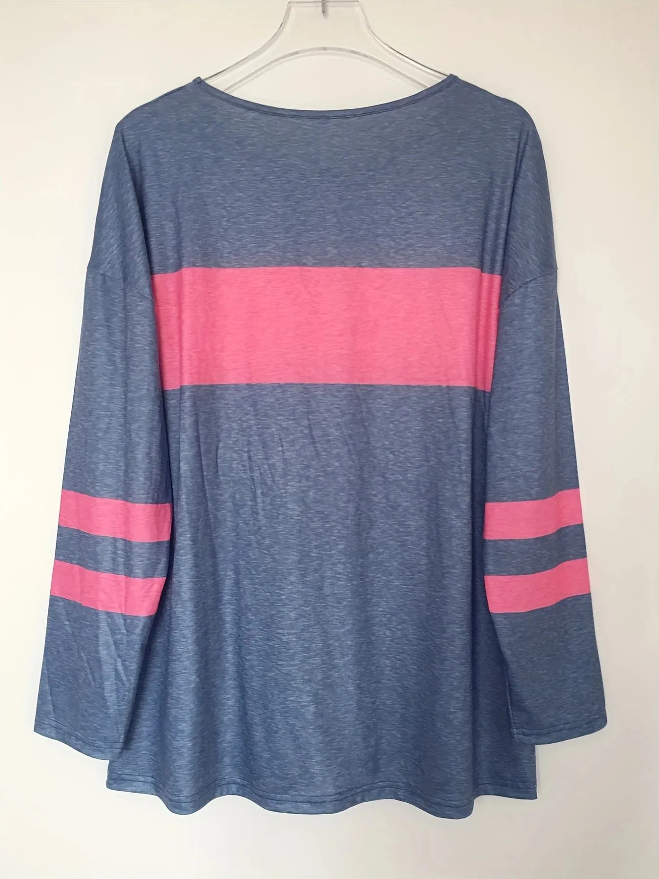 Women's Plus Size Colorblock Stripe Print Tunic T-shirt with Long Sleeves and Slight Stretch - Casual and Comfortable